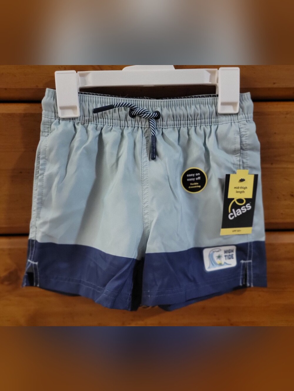 art class Light Blue and Navy Boys Swim Trunks